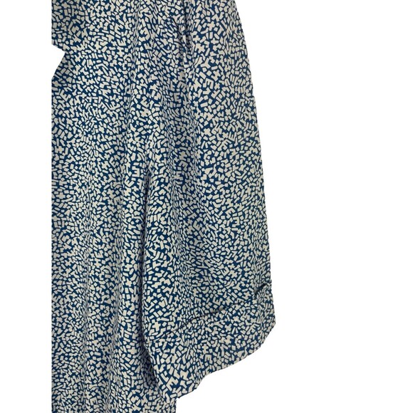 VTG 80s Joy Gordon Midi Blue White Semi Sheer Short Sleeve Nautical Dress 12 - Picture 3 of 12